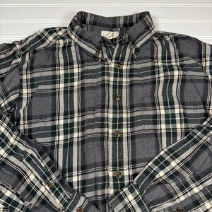 J. Crew Flannel Shirt Men's LT Large Tall Plaid Grey Green Black GUC